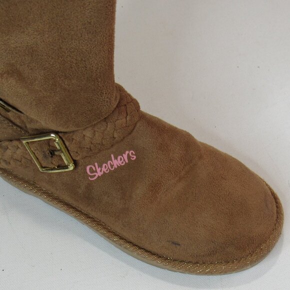 Skechers Toasty Toes Girl's Suede Buckle Memory Foam Warm Winter Boots Size 1 - Picture 13 of 14